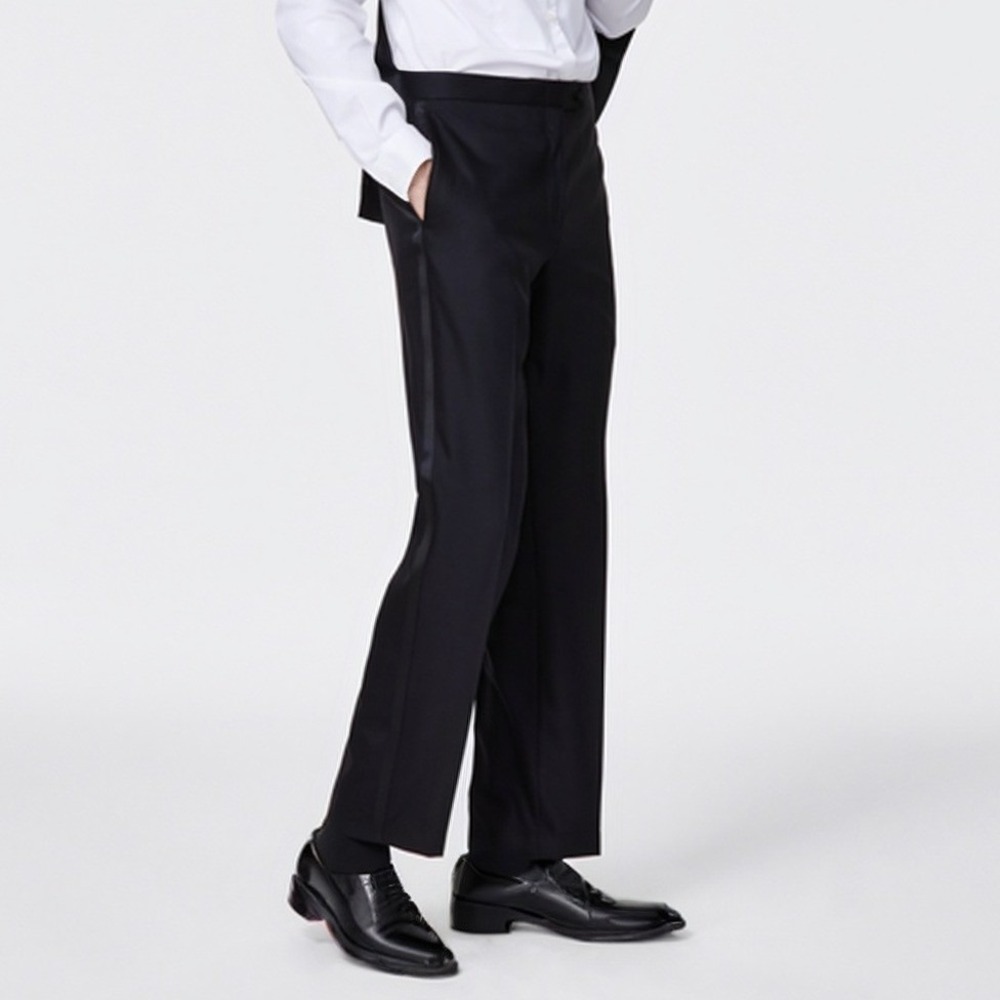Michael Kors Tuxedo Pants Men 38x30 Black Satin Stripe Formal Quiet Luxury NWT
